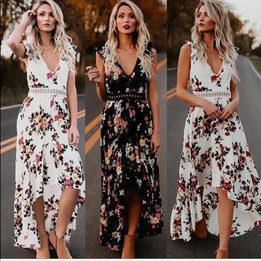 CAMILLE💐Ivory Boho Floral Print Dress - Picture 4 of 8